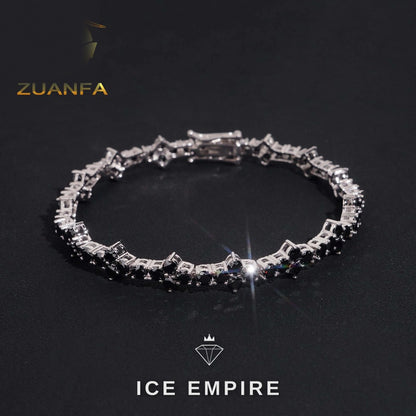 Iced Out Cluster 925 Silver Moissanite Tennis Chain