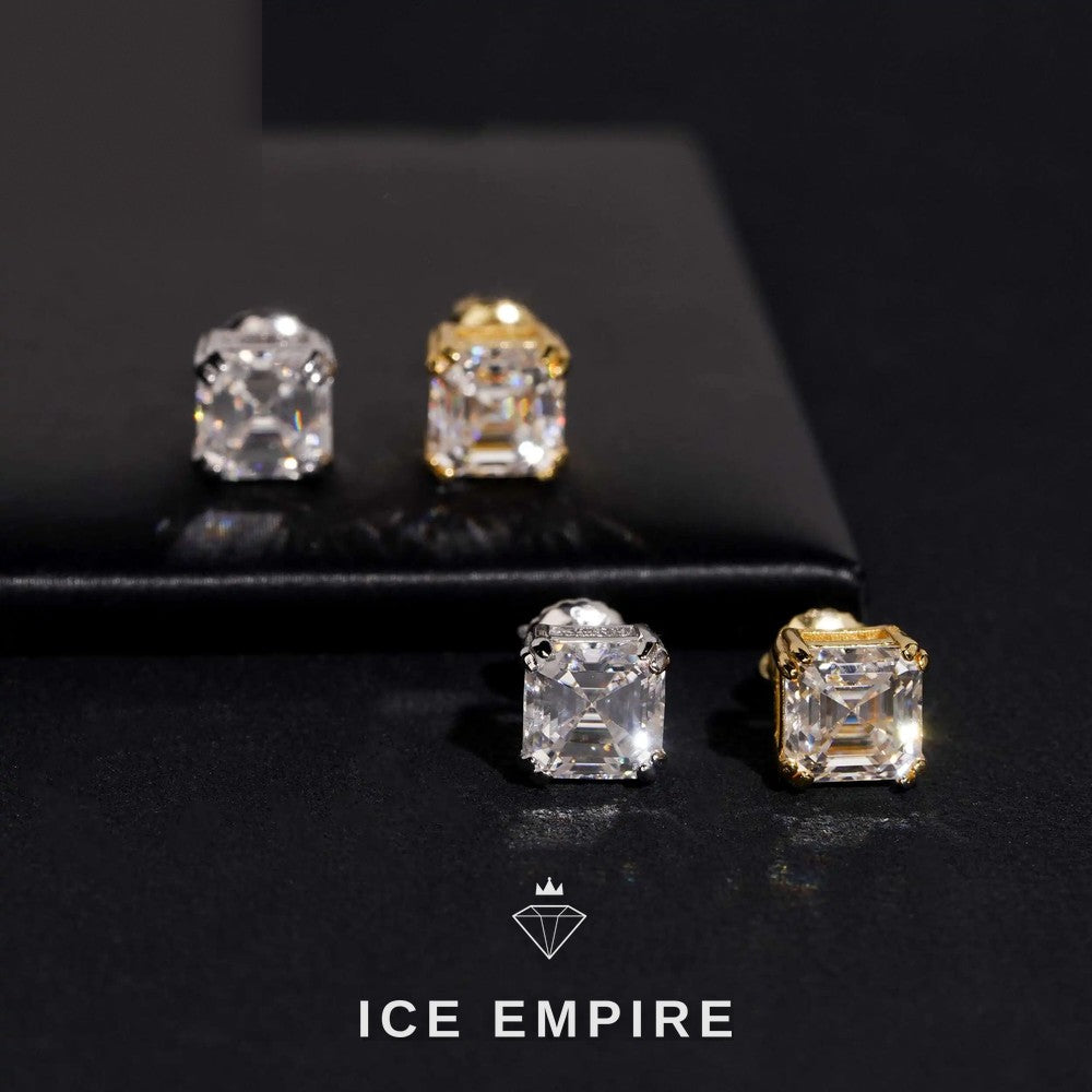 Iced Out 10K Gold Lab Grown Diamond Stud Earrings