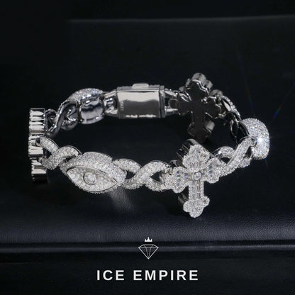 Iced Out Cross 925 Silver Moissanite Cuban Chain