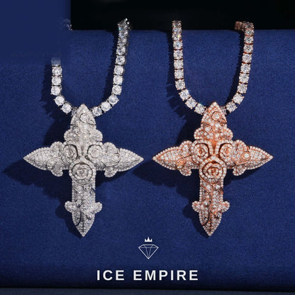 Iced Out Cross 925 Silver Pendant