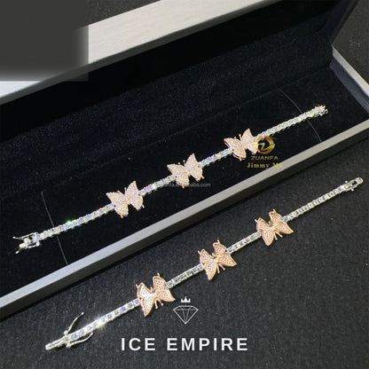 Iced Out Cluster Gold Plated Moissanite Tennis Chain