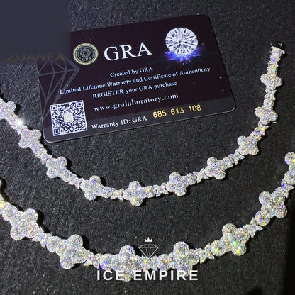 Iced Out Cross 925 Silver Moissanite Tennis Chain