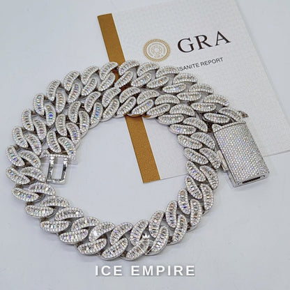 Iced Out Baguette Gold Plated Moissanite Cuban Chain