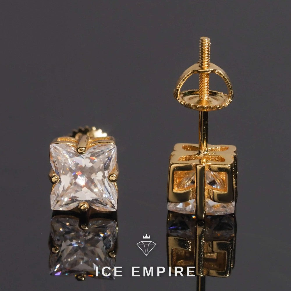 Iced Out Rose Gold Plated Moissanite Stud Earrings