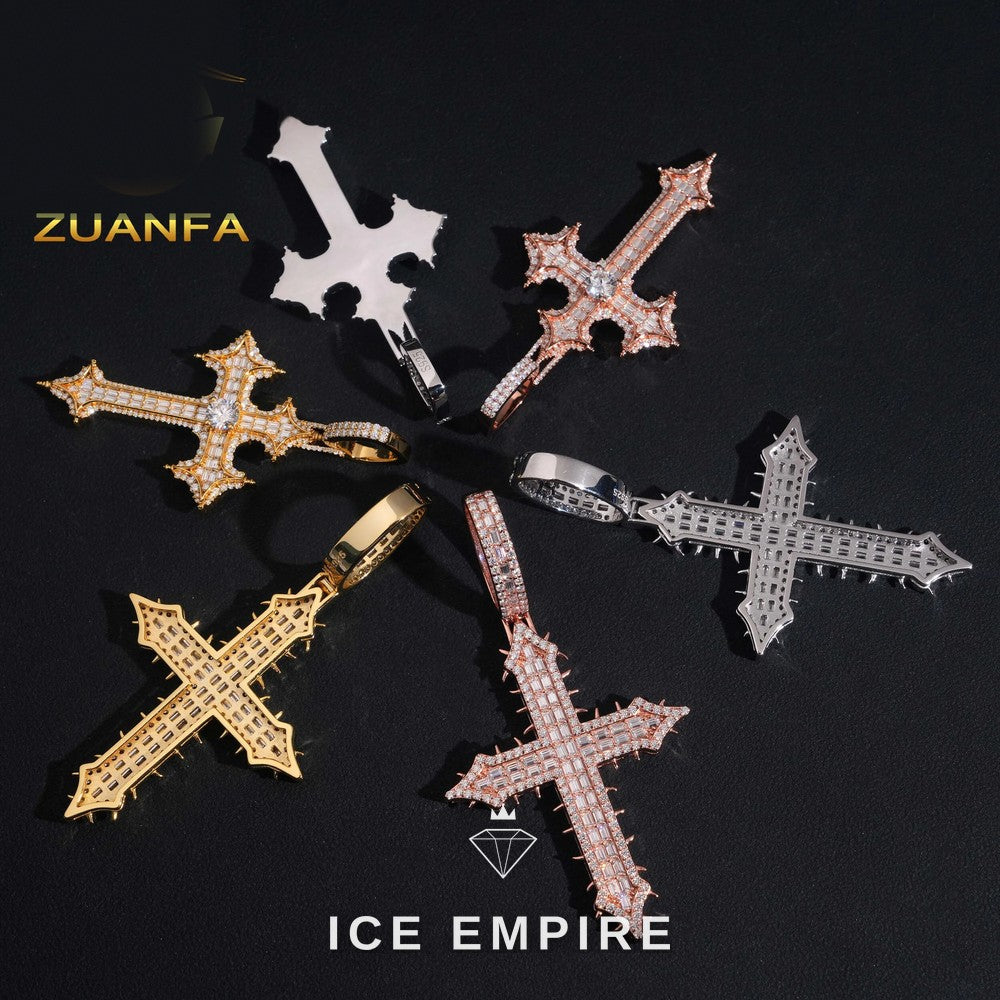 Iced Out Cross 925 Silver Pendant