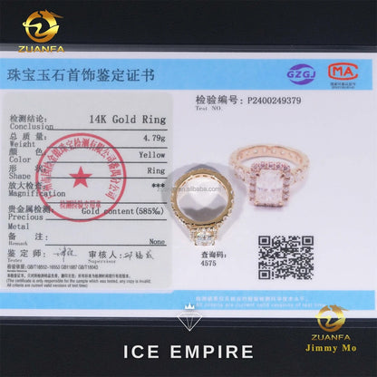 Iced Out 14K Gold Lab Grown Diamond Engagement Ring