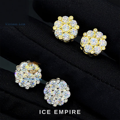 Iced Out 925 Silver Moissanite Stud Earrings