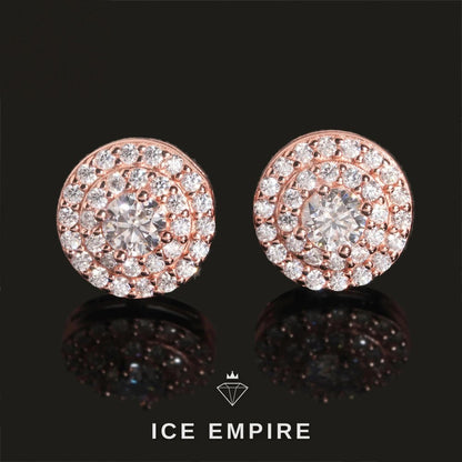 Iced Out Rose Gold Plated Moissanite Stud Earrings