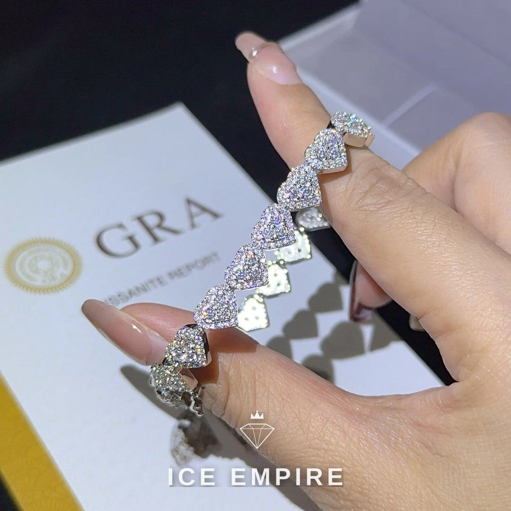 Iced Out Heart Rose Gold Plated Moissanite Cuban Chain