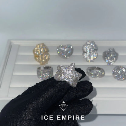 Iced Out Heart 925 Silver Moissanite Ring