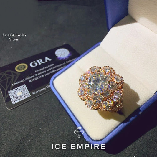 Iced Out 925 Silver Moissanite Ring