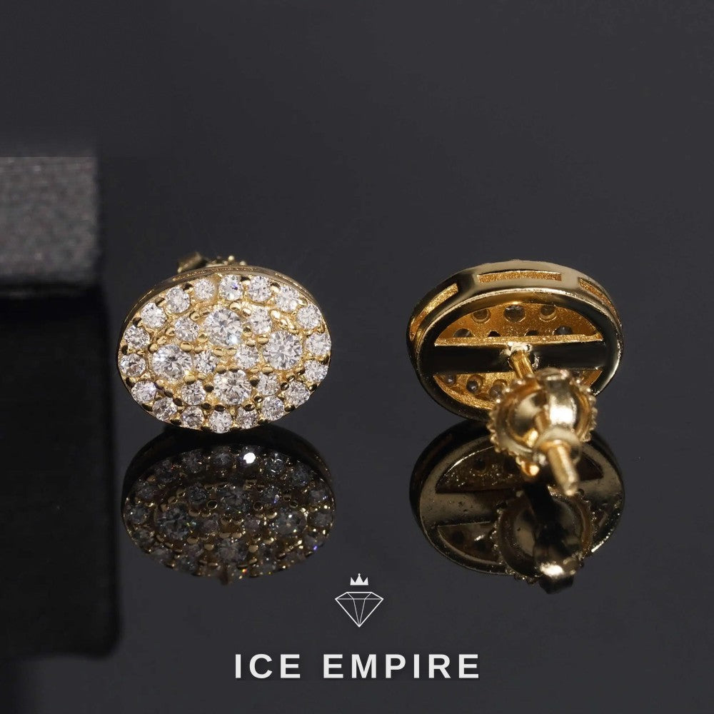 Iced Out Gold Plated Moissanite Stud Earrings