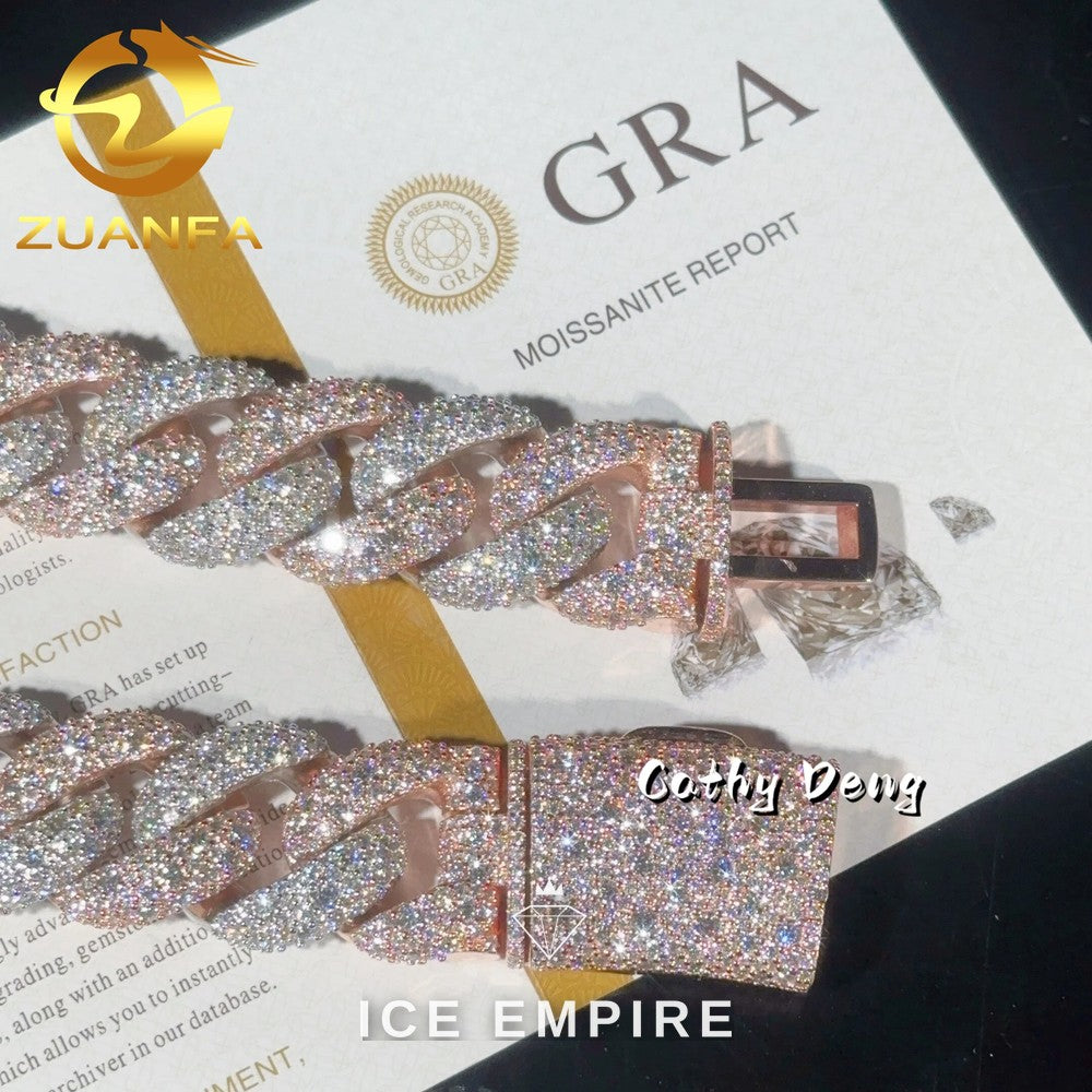 Iced Out Rose Gold Plated Moissanite Cuban Chain