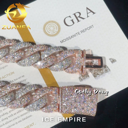 Iced Out Rose Gold Plated Moissanite Cuban Chain