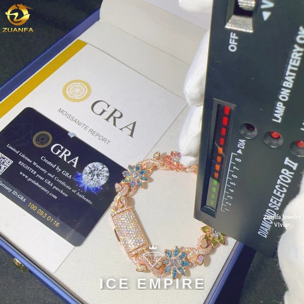 Iced Out 925 Silver Moissanite Cuban Chain