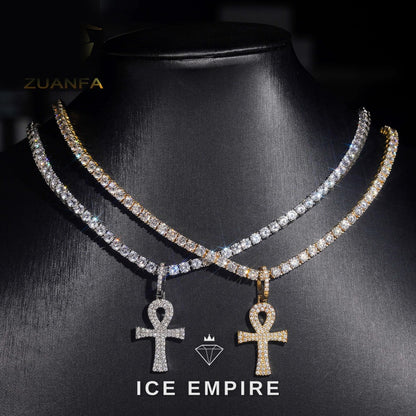 Iced Out Cross 925 Silver Moissanite Pendant