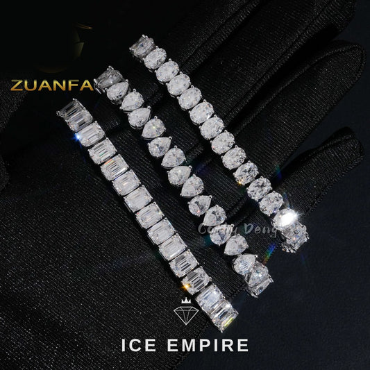 Iced Out 925 Silver Moissanite Tennis Bracelet