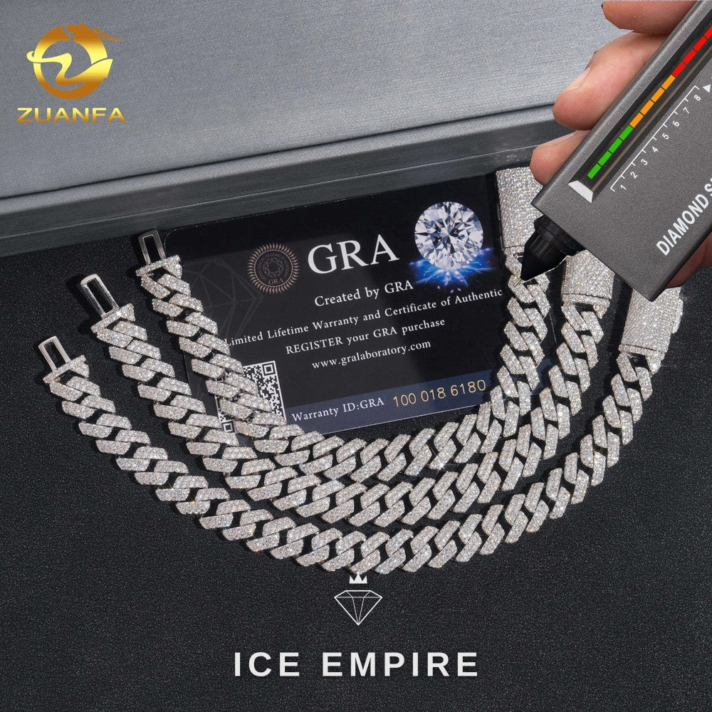 Iced Out 925 Silver Moissanite Cuban Chain