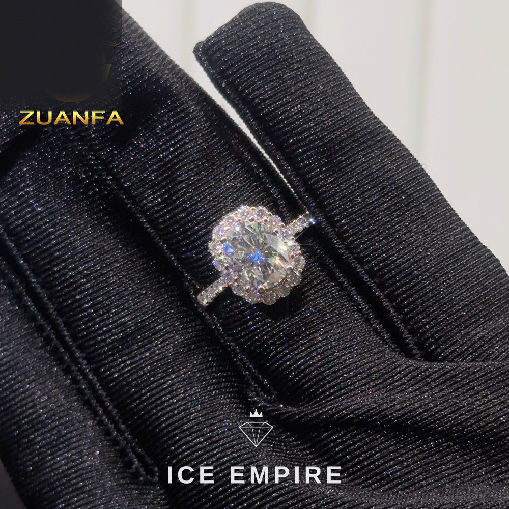 Iced Out Rose Gold Moissanite Engagement Ring