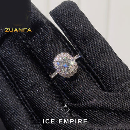 Iced Out Rose Gold Moissanite Engagement Ring