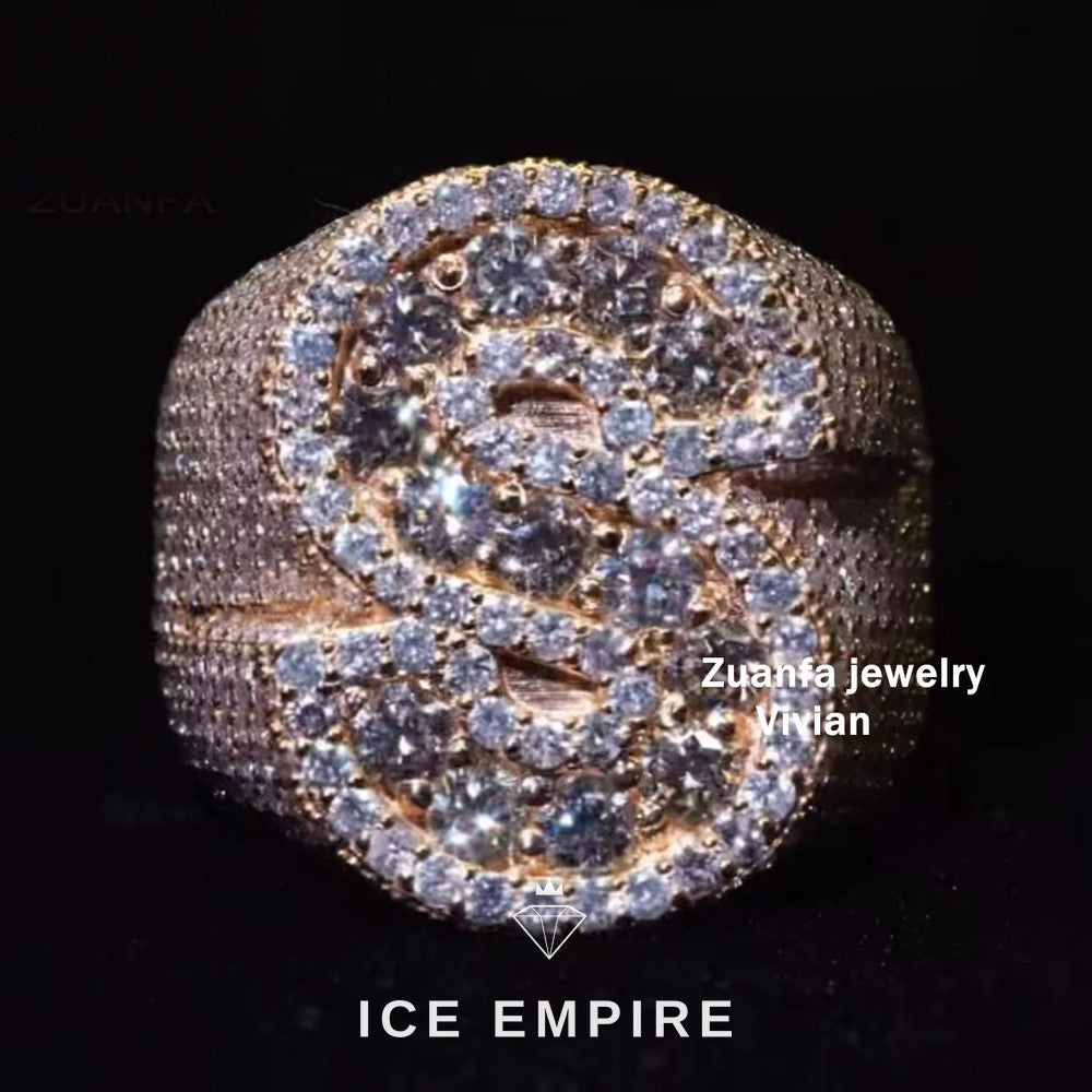 Iced Out 925 Silver Moissanite Ring