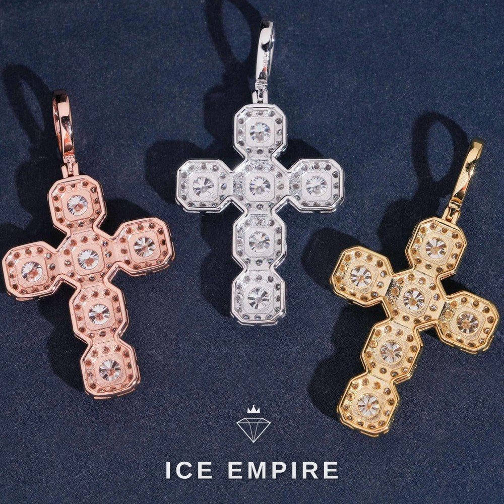 Iced Out Cross 925 Silver Moissanite Pendant