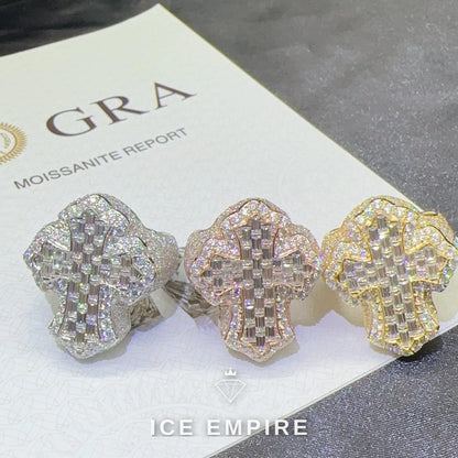 Iced Out Heart 925 Silver Moissanite Ring