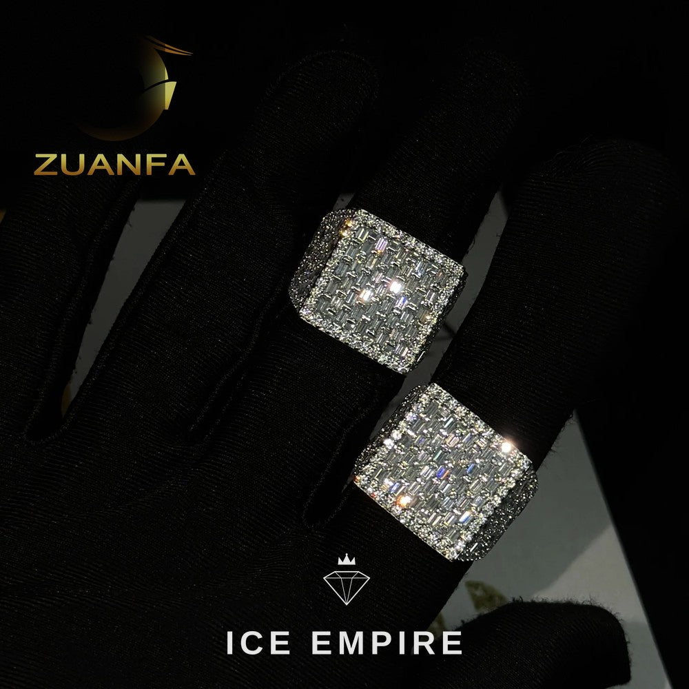 Iced Out Baguette 925 Silver Moissanite Ring