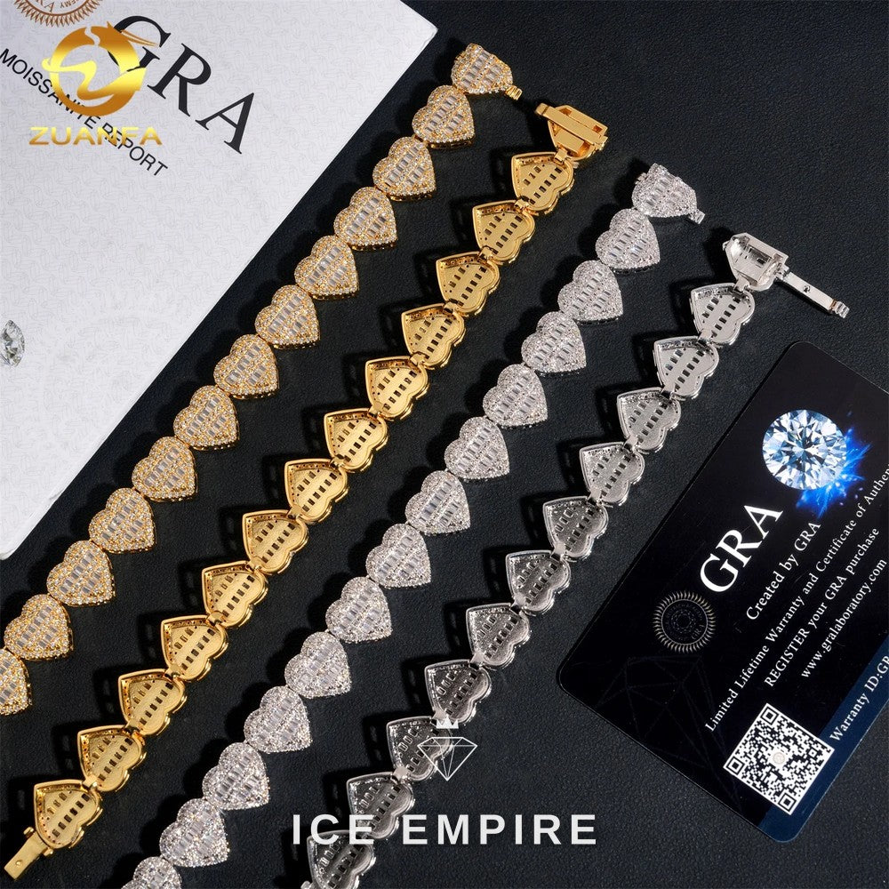 Iced Out Baguette Rose Gold Plated Moissanite Cuban Chain