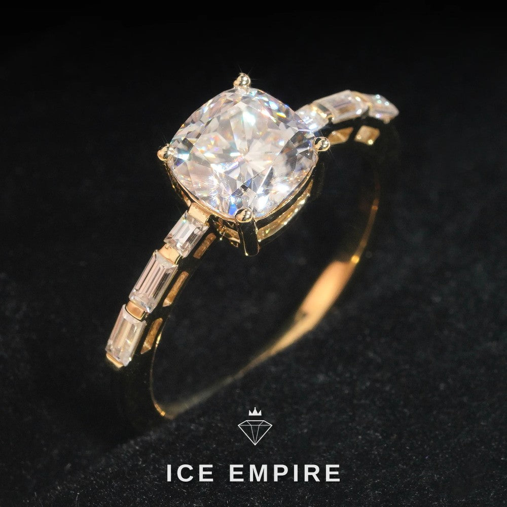 Iced Out 10K Gold Moissanite Engagement Ring