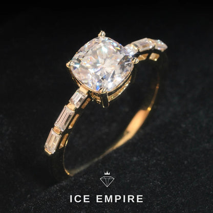Iced Out 10K Gold Moissanite Engagement Ring