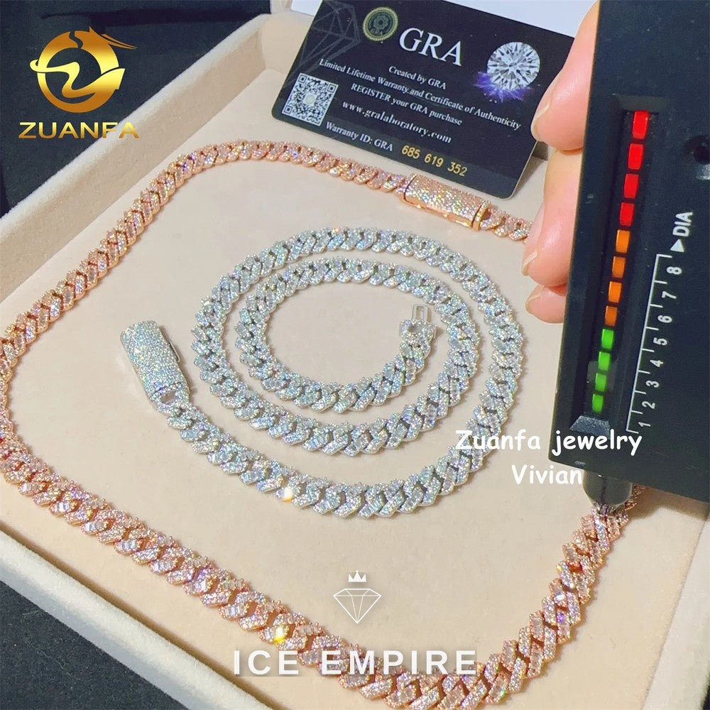 Iced Out Rose Gold Plated Moissanite Cuban Chain