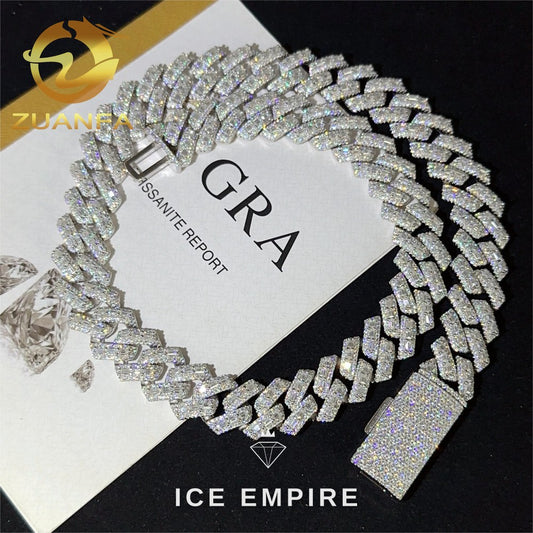 Iced Out Baguette Rose Gold Plated Moissanite Cuban Chain