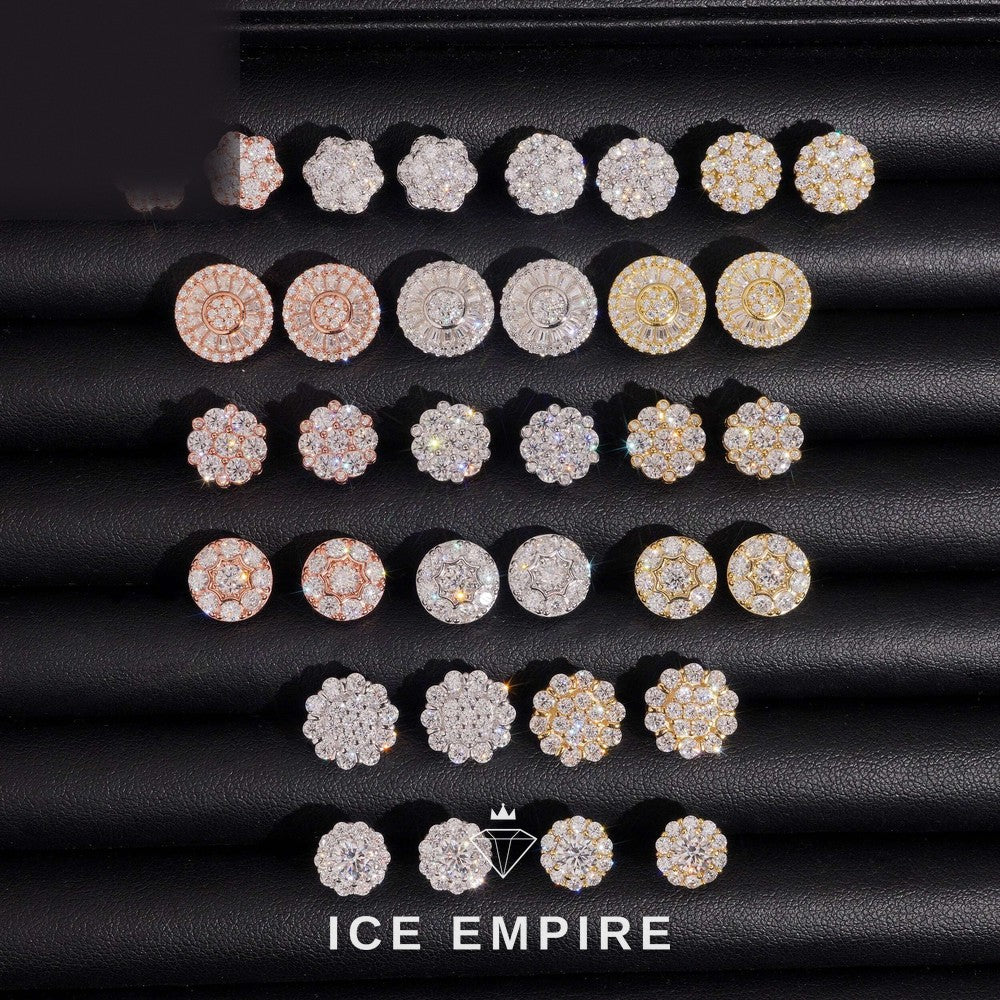 Iced Out Cross Gold Plated Moissanite Hoop Earrings