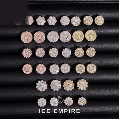 Iced Out Cross Gold Plated Moissanite Hoop Earrings