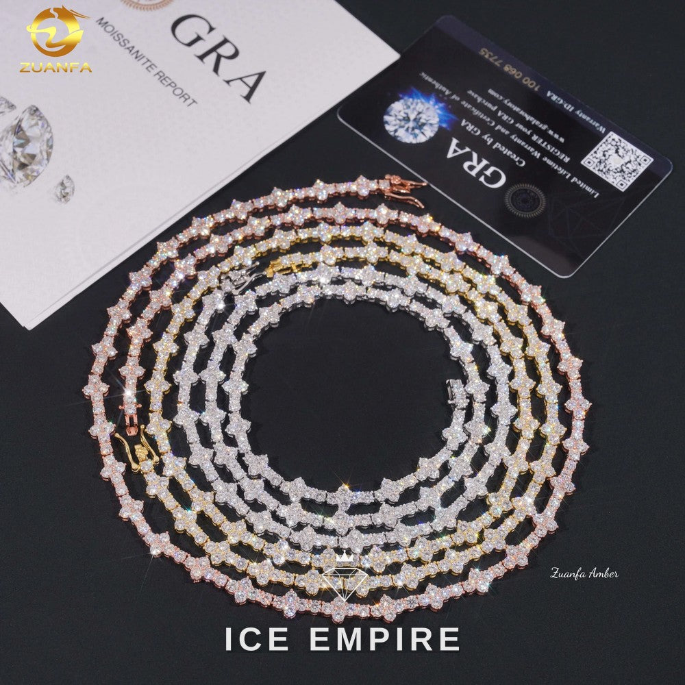 Iced Out Cross 14K Gold Moissanite Cuban Chain