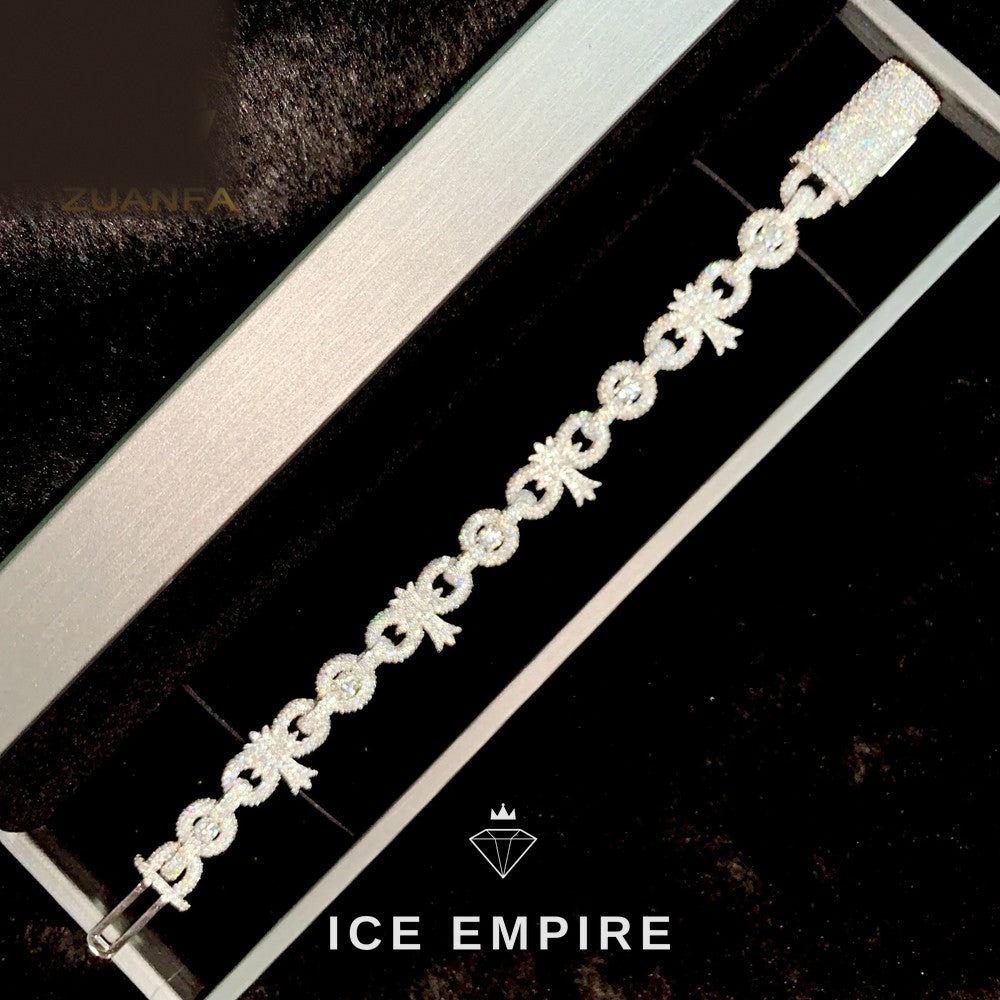 Iced Out Cross 925 Silver Moissanite Cuban Chain