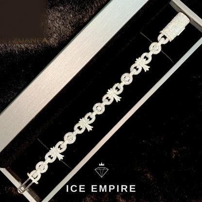 Iced Out Cross 925 Silver Moissanite Cuban Chain