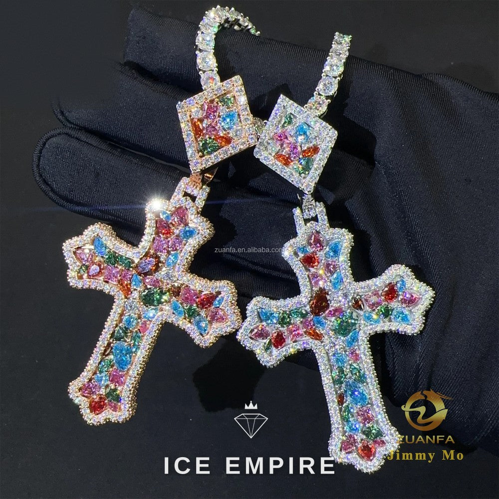 Iced Out Cross 925 Silver Pendant