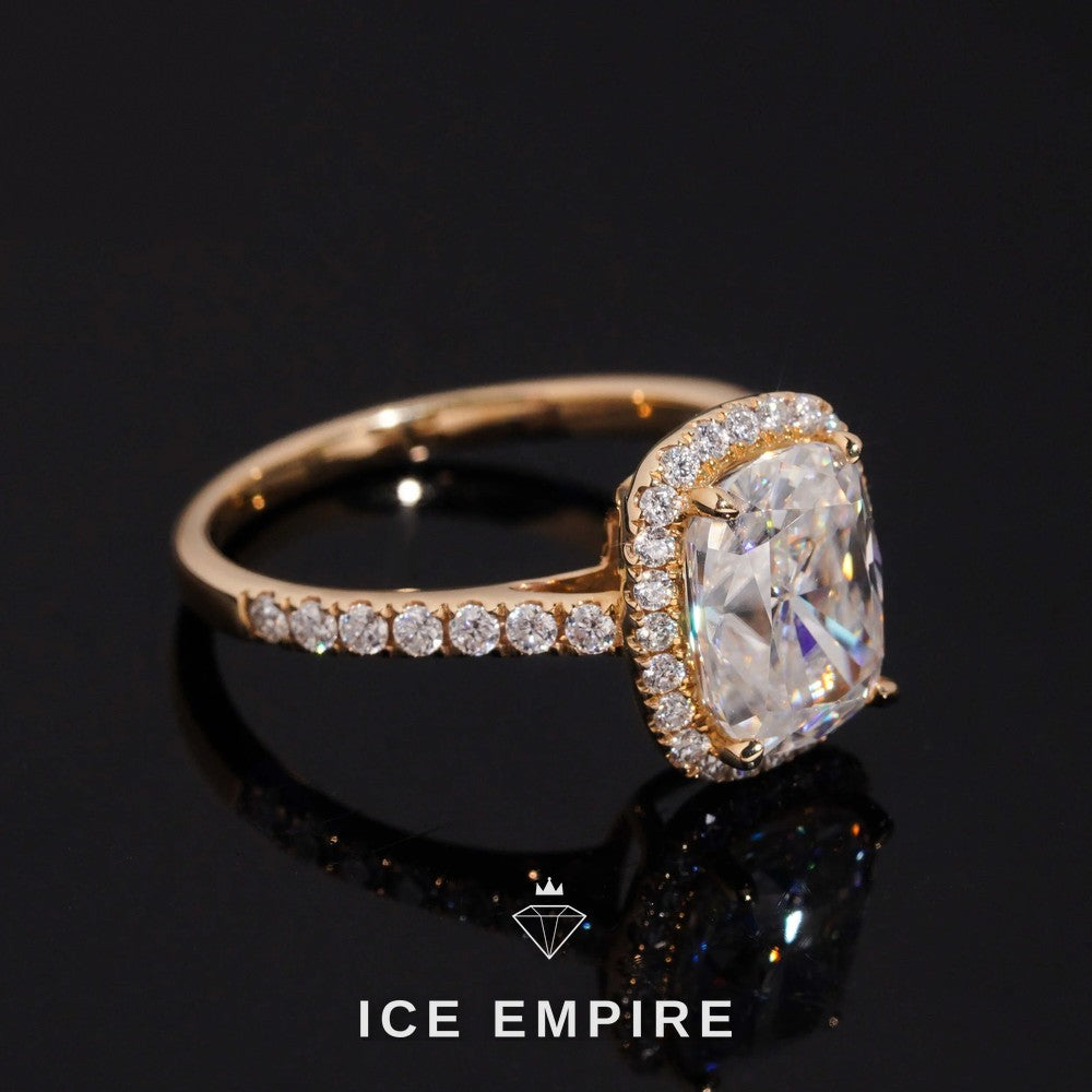 Iced Out 14K Gold Moissanite Wedding Band