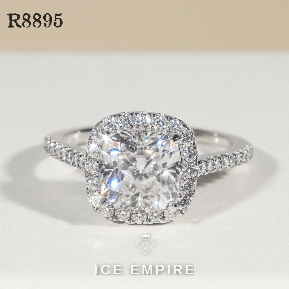 Iced Out 925 Silver Moissanite Engagement Ring