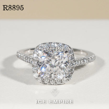 Iced Out 925 Silver Moissanite Engagement Ring