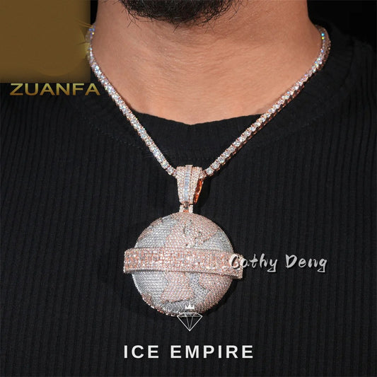 Iced Out Baguette Rose Gold Plated Moissanite Cuban Chain