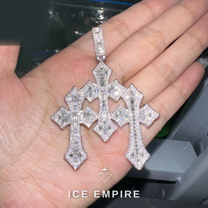 Iced Out Baguette Rose Gold Plated Moissanite Pendant
