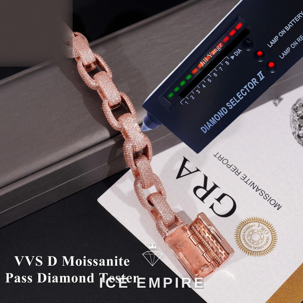 Iced Out Rose Gold Plated Moissanite Cuban Chain