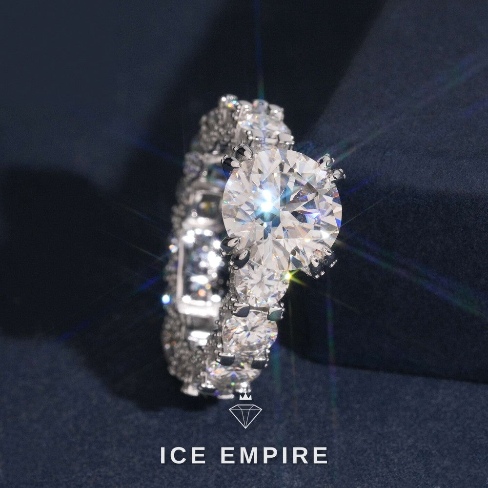 Iced Out 925 Silver Moissanite Engagement Ring