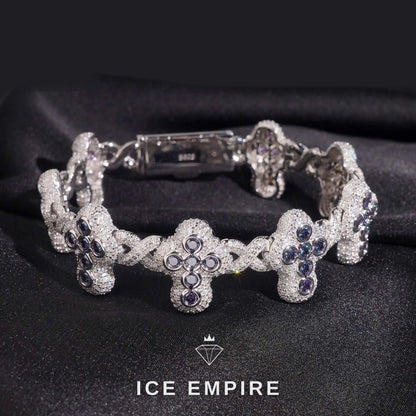 Iced Out Cross 925 Silver Moissanite Bracelet