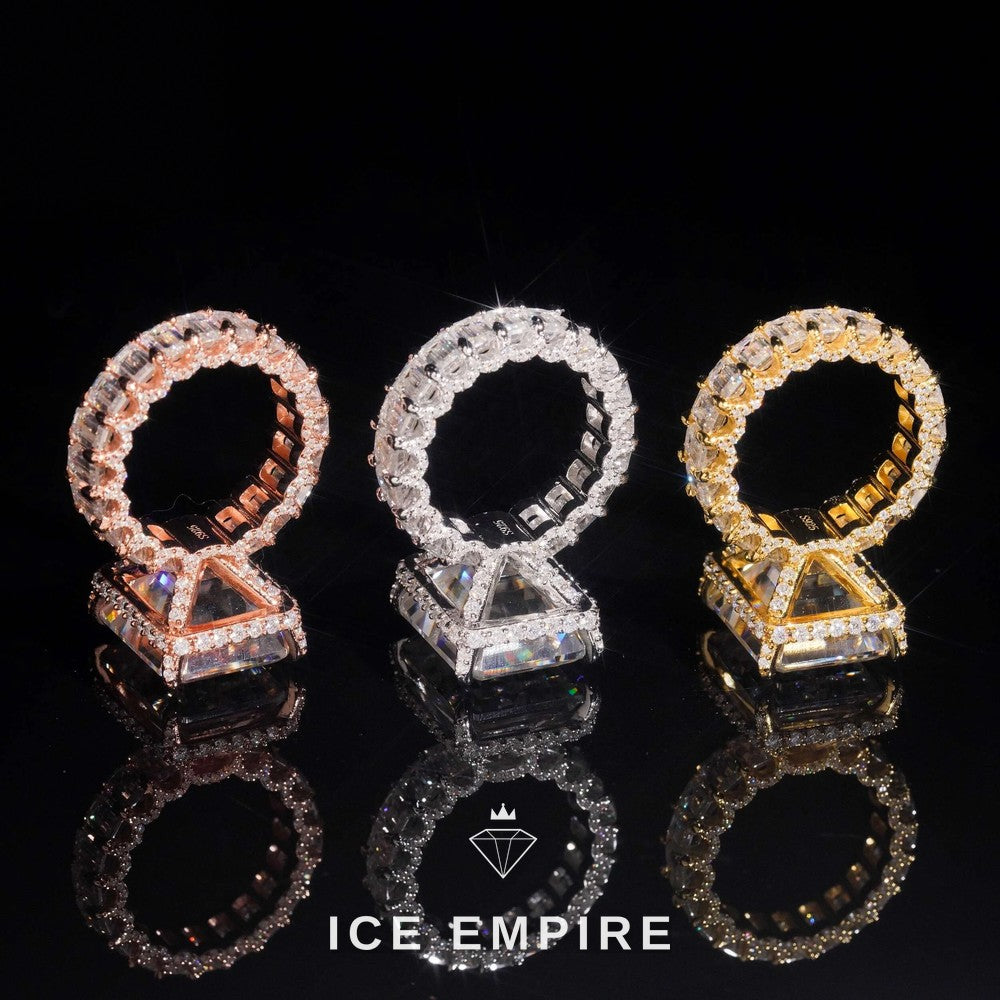 Iced Out Rose Gold Plated Moissanite Engagement Ring
