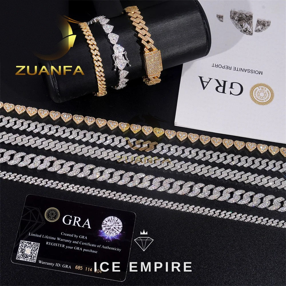 Iced Out 925 Silver Moissanite Cuban Chain