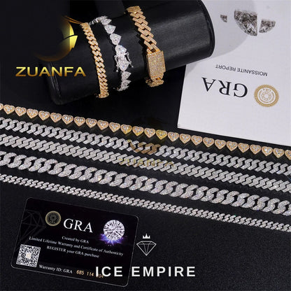Iced Out 925 Silver Moissanite Cuban Chain